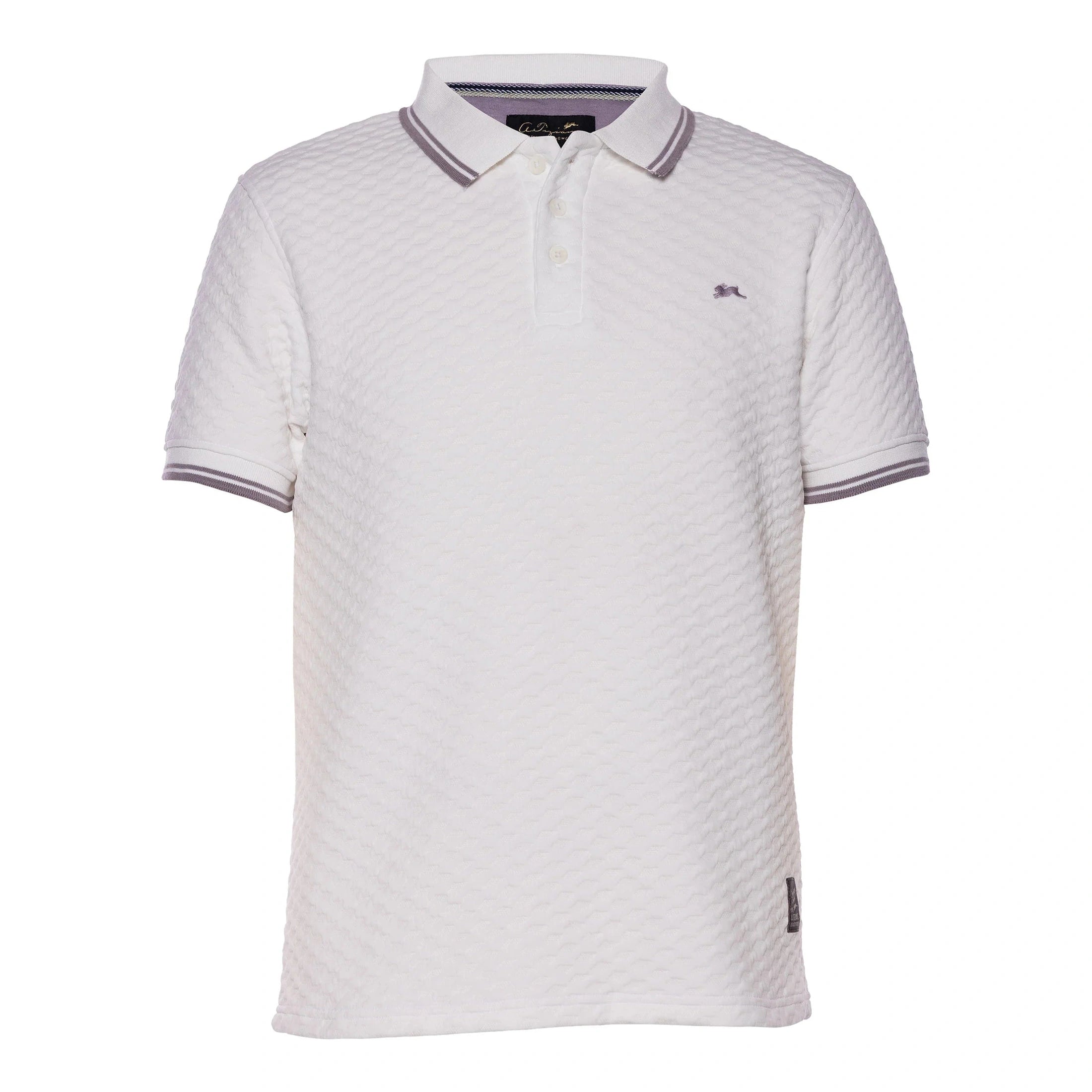 A TIZIANO Baylor Jacquard Knit Polo-WHITE/LILAC